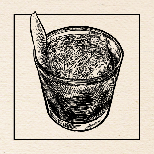 Illustration of Dan Casto's (Double Dragon) "Disco Nap" Old Fashioned. Portland, Oregon.