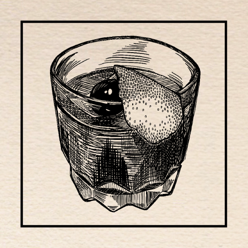 Illustration of Parresh Palacios's "Fall Fashioned" Old Fashioned. Portland, Oregon.